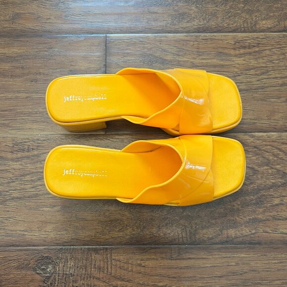Jeffrey Campbell Patent Yellow Slide Heels  (NEW!) - Size 11 (fits like a 10) - Picture 1 of 6